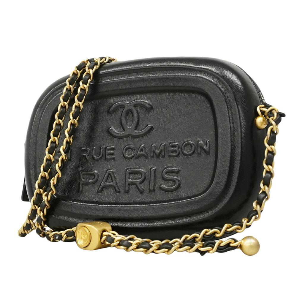 Chanel Shoulder Bag, Chain Camera Lambskin, Black, Women's